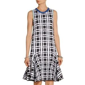 ISSA LONDON white hashtag knit midi flare  blue t